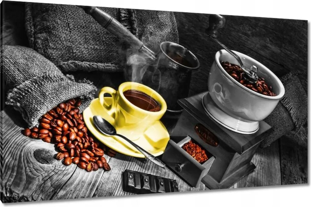 Vászonkép 120x70 Sárga csésze Kávé