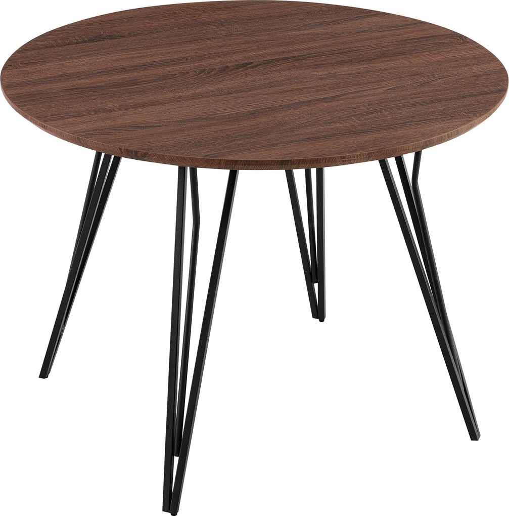 Étkezőasztal Kerek Ø80cm Színes Dió Barna Fekete Fém Lábak