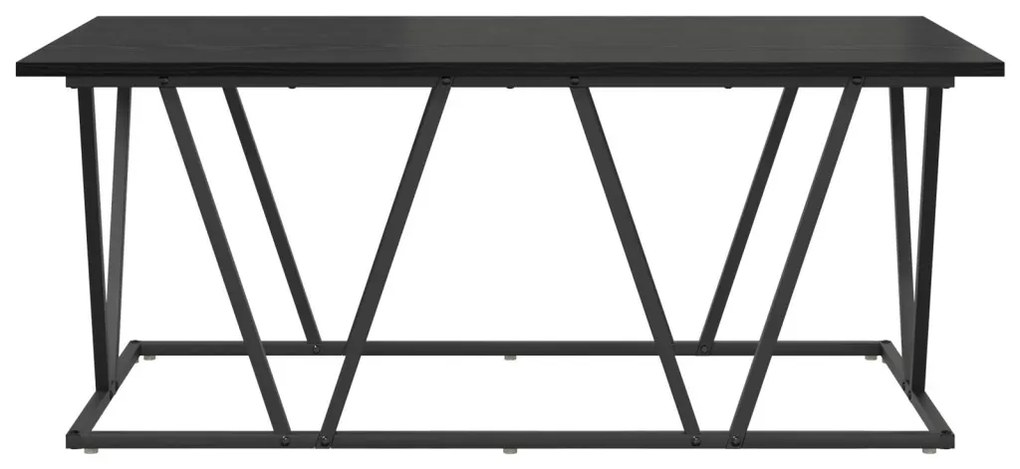 Fekete Tölgy Kávézóasztal 100x50x40 cm Műanyag Fa és Fém
