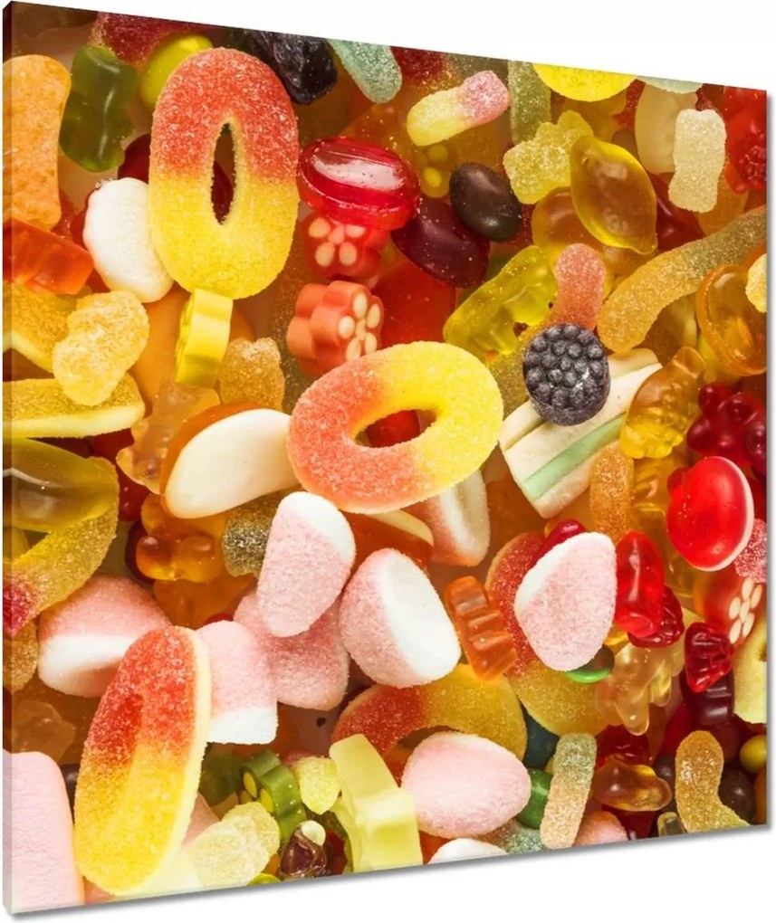 Vászonkép 80x80 Gumicukor színes zselé Édesség