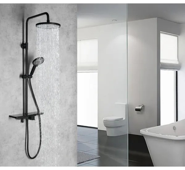 Aqualine - ARONA zuhanyszett csapteleppel, matt fekete