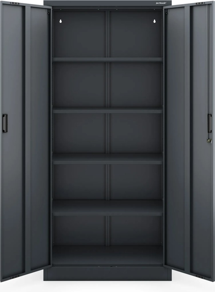 4 polcos fém irodai szekrény, antracit, 1750x800x400 mm: JAN Compact