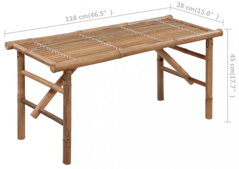 összecsukható bambusz kerti pad párnával 118 cm
