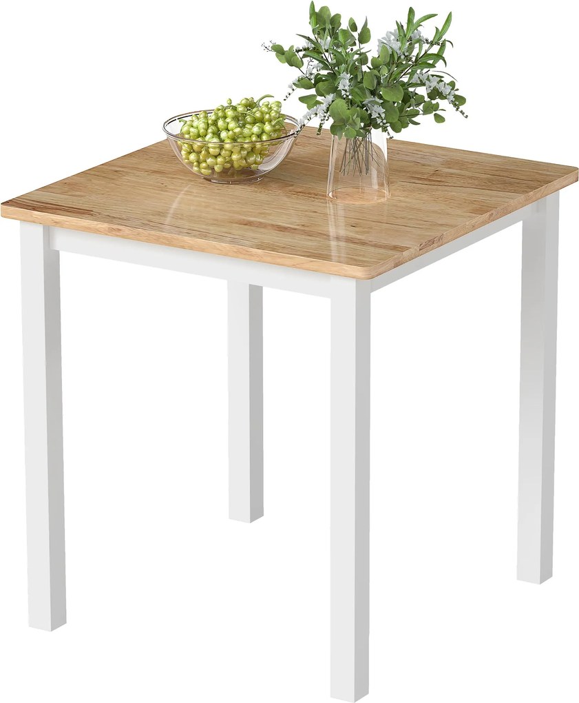 HOMCOM tölgyhatású négyzet étkezőasztal, 69×69 cm — kis modern gumifa asztal 2–4 fő | Aosom