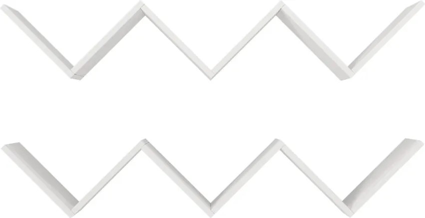 Zig fali polc, fehér, 129 cm