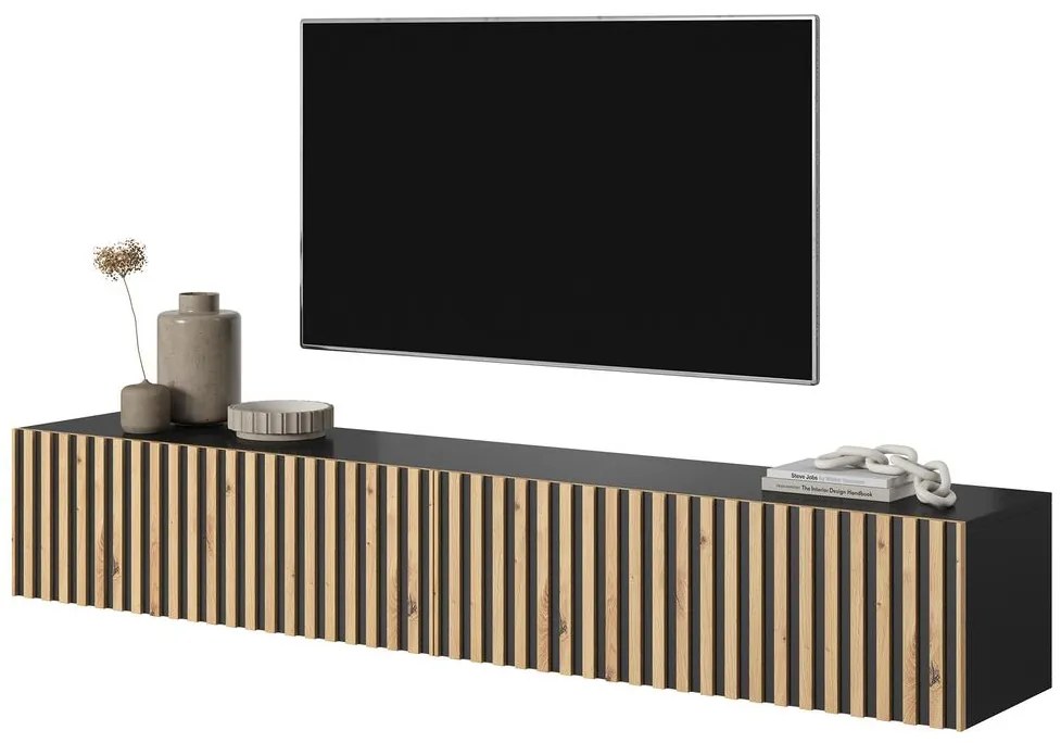 Tv szekrény/asztal Tenessie 175 (fekete + artisan tölgy). 1098790