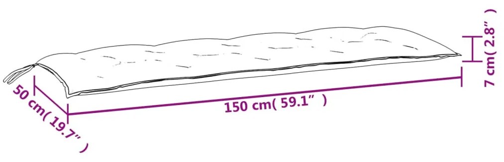 2 db krémfehér oxford szövet kerti padpárna 150 x 50 x 7 cm