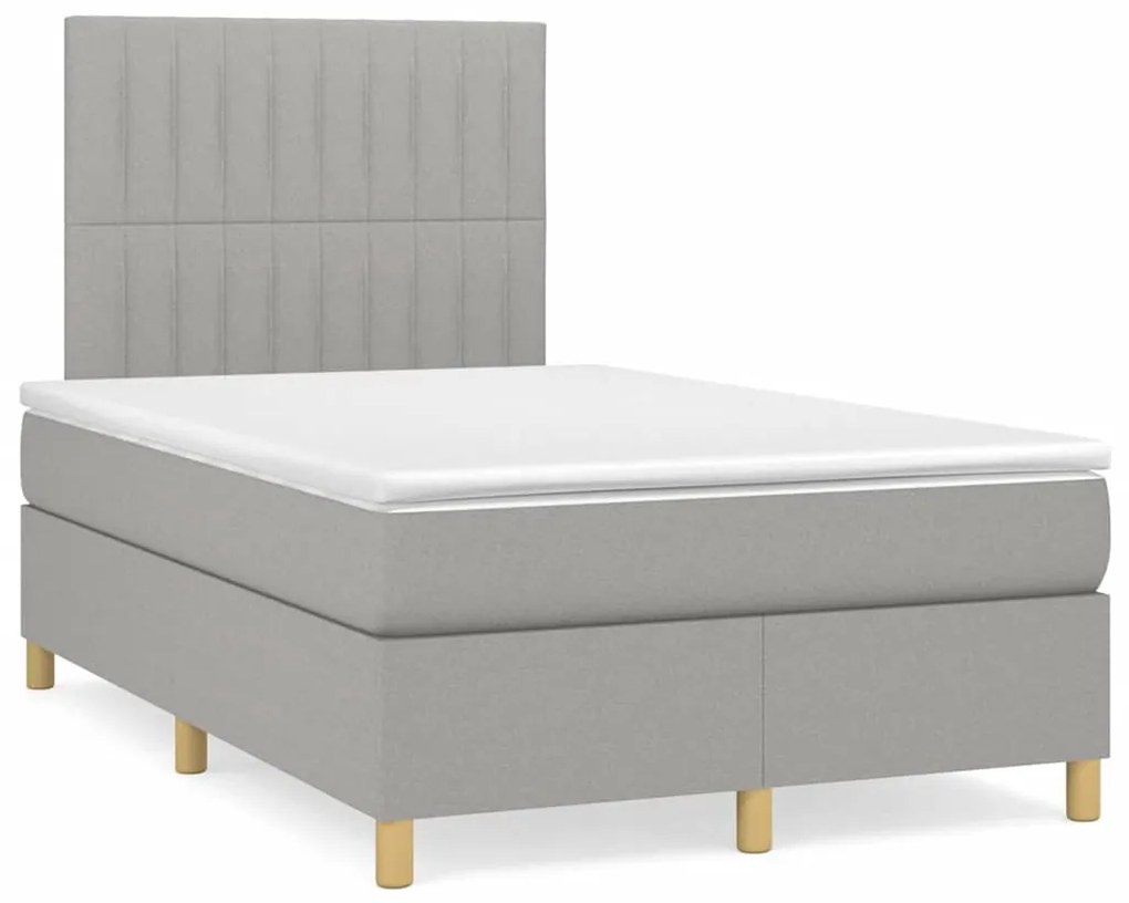 világosszürke szövet rugós és LED-es ágy matraccal 120x190 cm