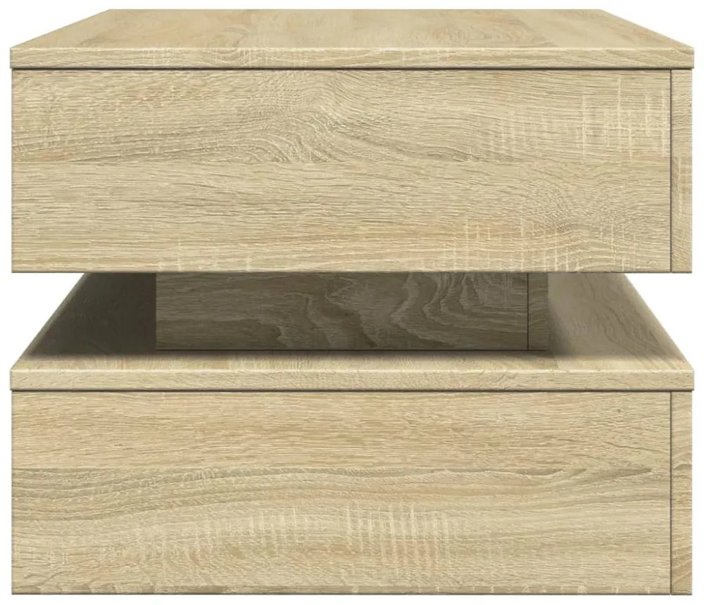 sonoma tölgy színű dohányzóasztal LED-lámpákkal 90x50x40 cm