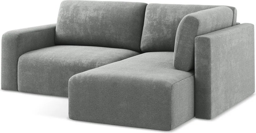 Szürke zsenília kinyitható-tárolóhelyes sarokkanapé (jobb oldali-L alakú) Kona – Makamii