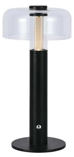 LED tölthető asztali lámpa, állítható fényerő, 1W, 3000K, 1800 mAh, fekete