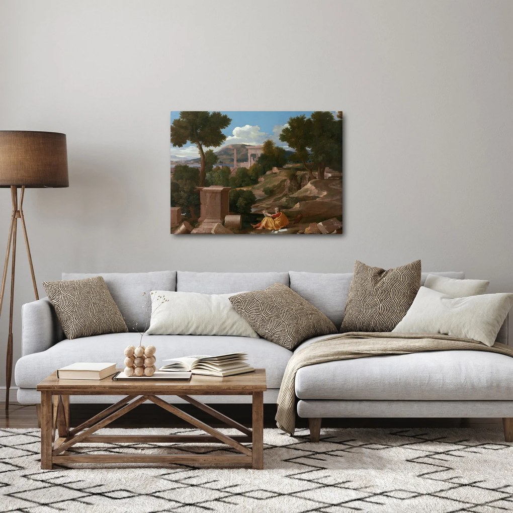 Kép - Nicolas Poussin, Landscape with Saint John on Patmos, reprodukciók (70x50 cm)