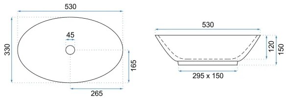 REA-U4603 - Ráültethető mosdó PAMELA 33x53 cm kerámia/fényes fehér