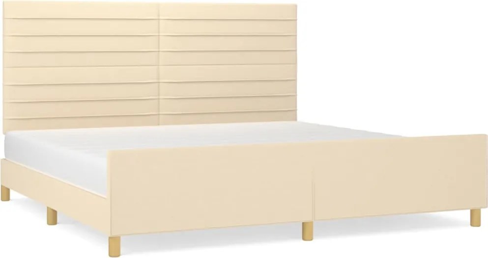 vidaXL krémszínű szövet ágykeret matrac nélkül 200 x 200 cm