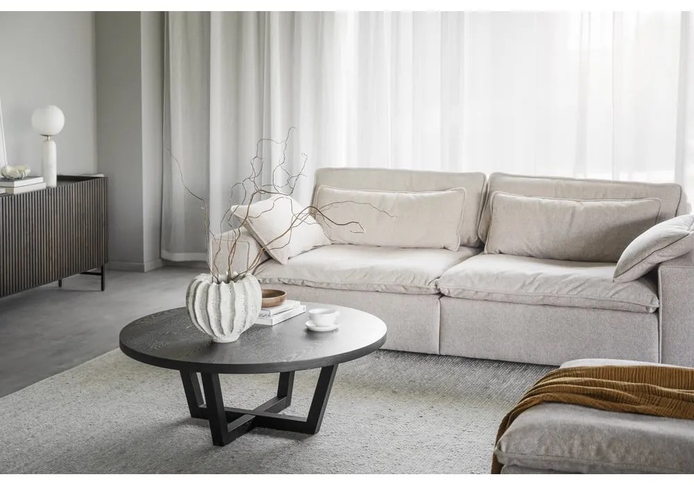 Fekete kerek dohányzóasztal tölgyfa dekorral ø 110 cm Boxford – Rowico