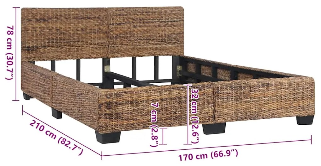 természetes rattan ágykeret 160 x 200 cm