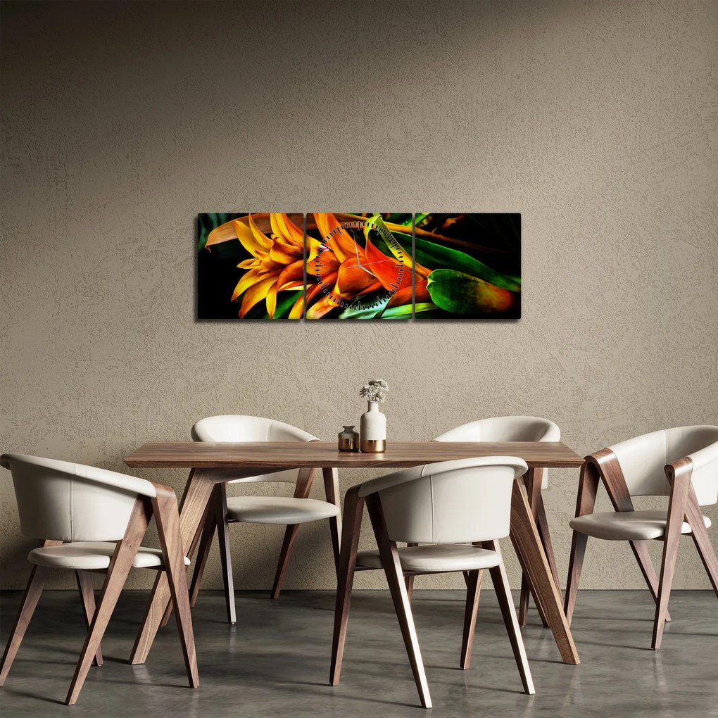 Narancssárga csokor képe (órával) (90x30 cm)
