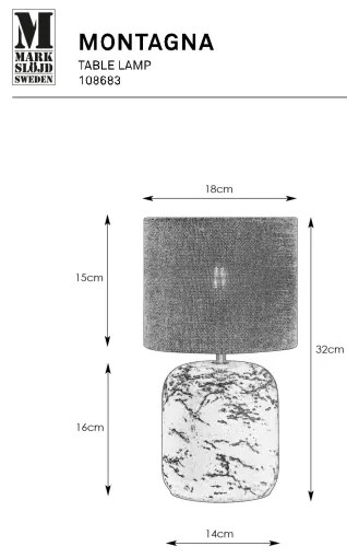 Markslöjd 108683 - Asztali lámpa MONTAGNA 1xE14/40W/230V 32 cm bézs/fekete