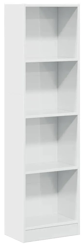 magasfényű fehér szerelt fa könyvespolc 40 x 24 x 143 cm