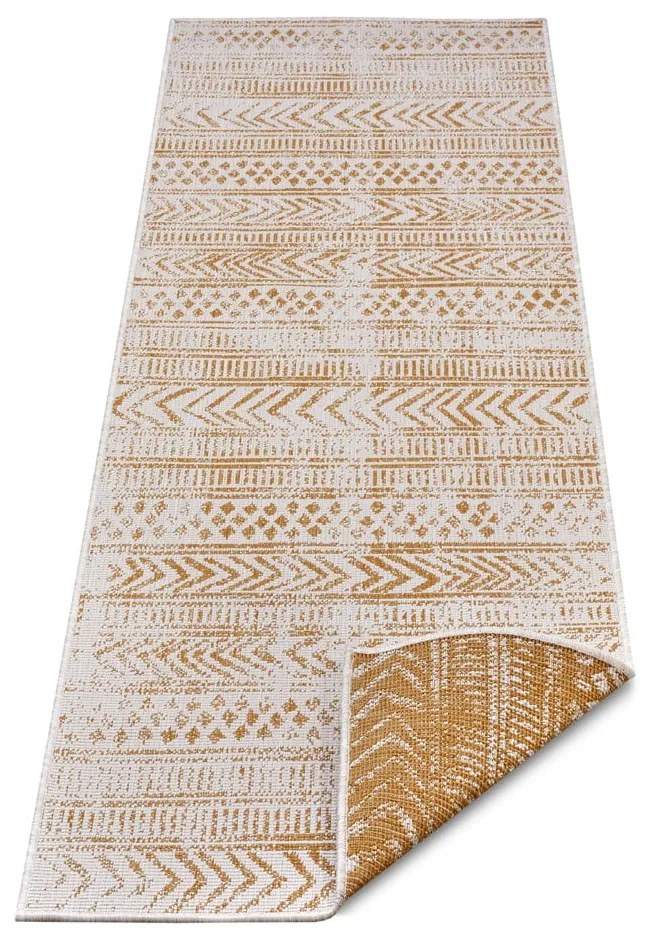 Okkersárga-fehér kültéri szőnyeg 80x350 cm Biri – NORTHRUGS