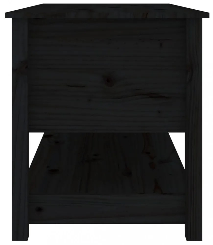 fekete tömör fenyőfa dohányzóasztal 102 x 49 x 55 cm