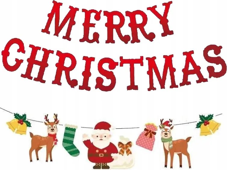 Merry Christmas girlanda banner karácsonyi dekorációk Karácsony