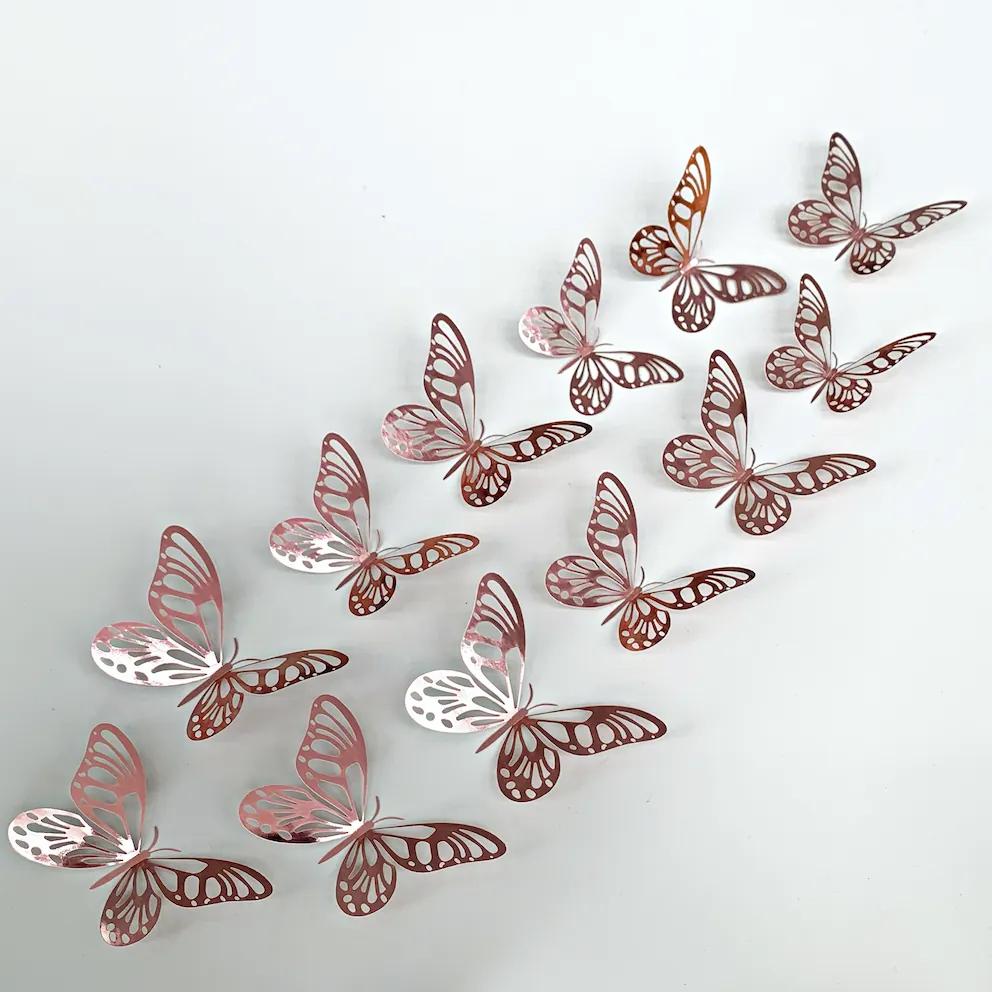 PIPPER | Falmatrica "Fémes lepkék - Rózsaszín" 12 db 8-12 cm
