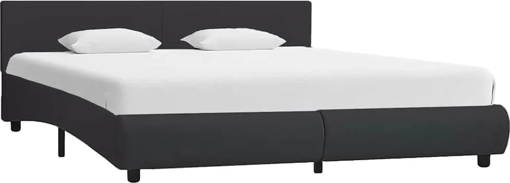 vidaXL fekete LED-es műbőr ágykeret 160 x 200 cm