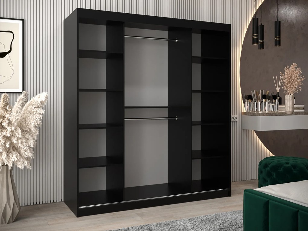 Ruhásszekrény 180 cm Eclipse (matt fekete + matt fehér). 1063417