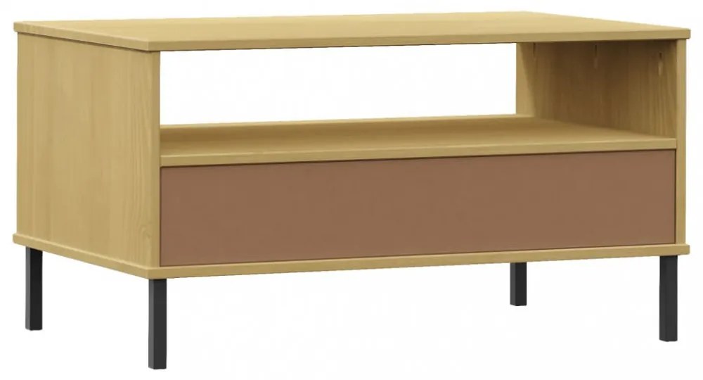OSLO barna tömör fa dohányzóasztal fém lábakkal 85x50x45cm