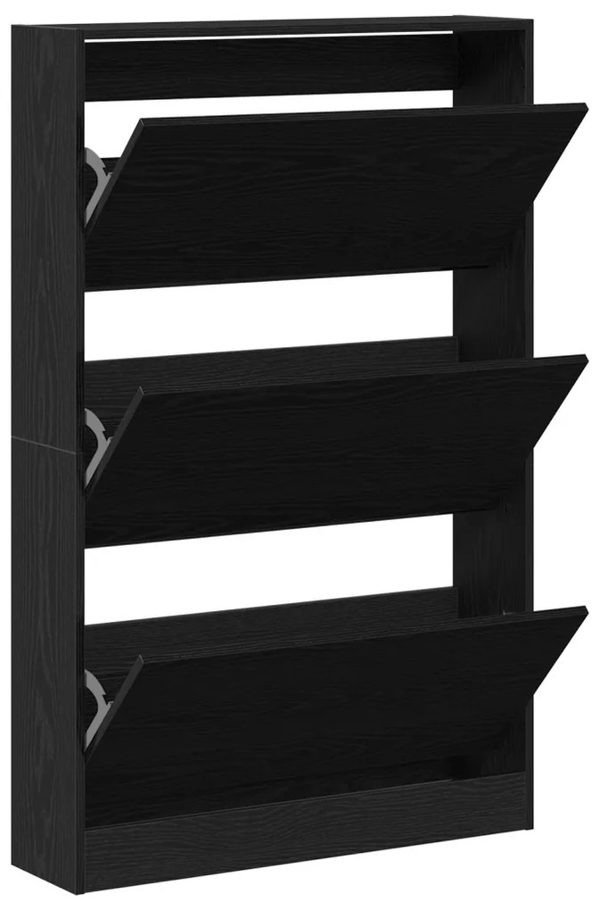 Cipőtartó Fekete Tölgy 80x21x125,5 cm Szerelt Fa