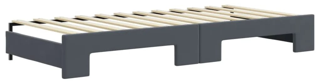 sötétszürke kihúzható bársony heverő 90 x 200 cm