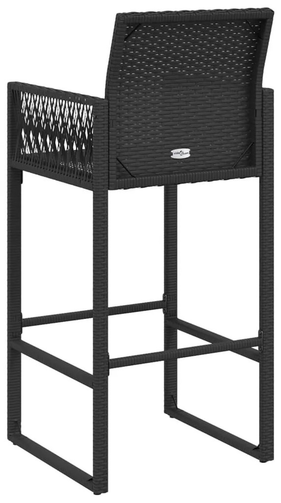 2 db fekete polyrattan kerti bárszék