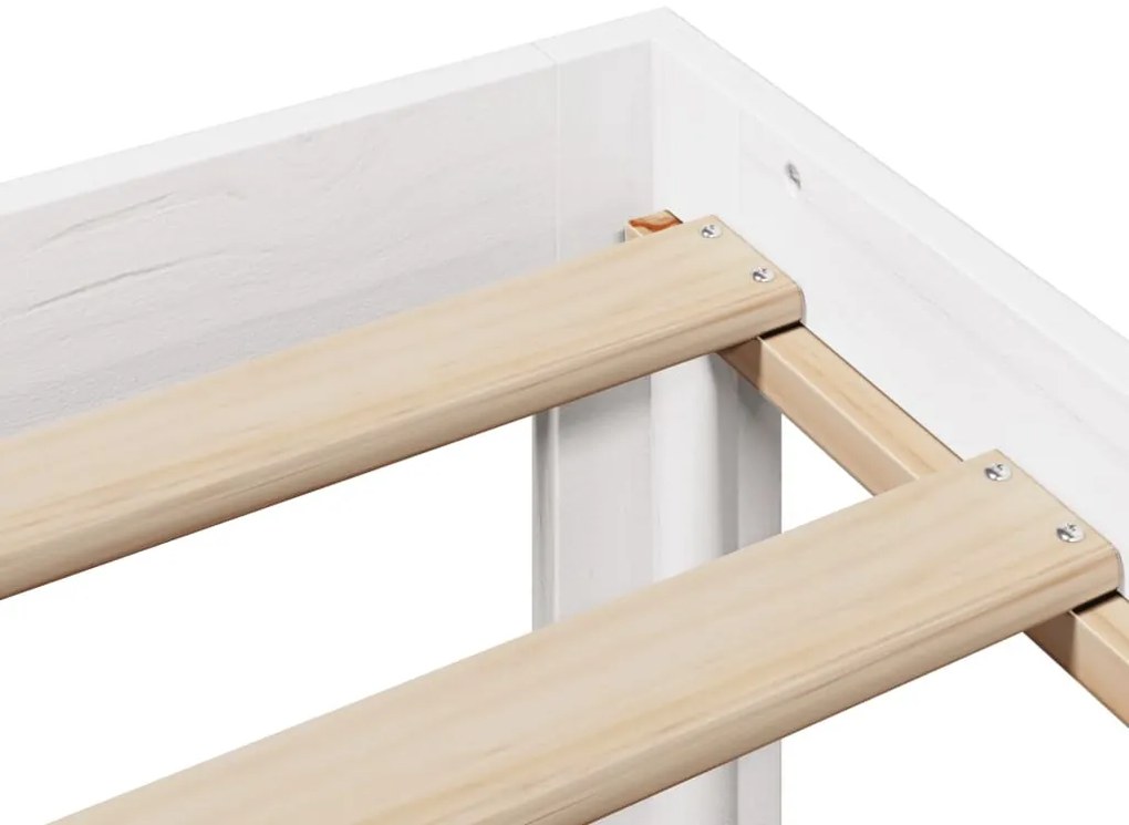 fehér tömör fenyőfa könyvespolcos ágy matrac nélkül 90 x 200 cm