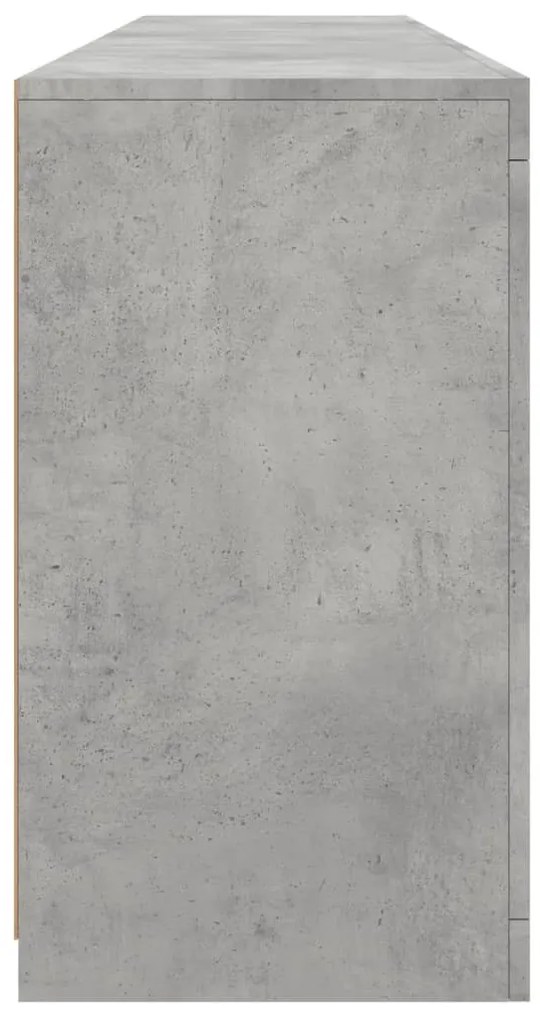 betonszürke tálalószekrény LED-világítással 162 x 37 x 67 cm