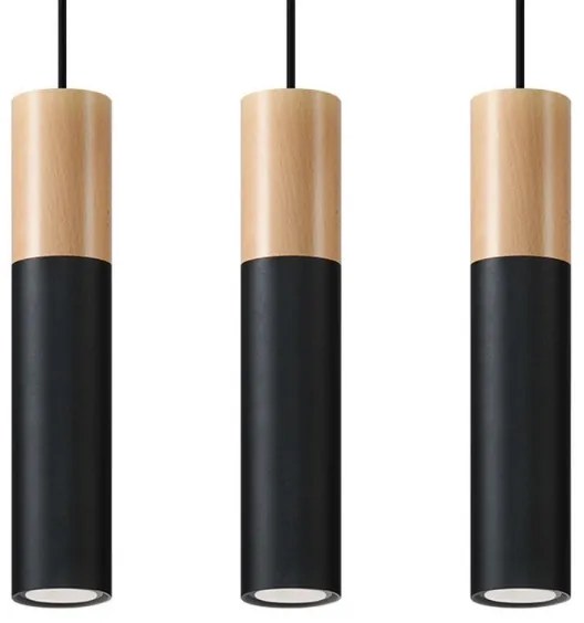 Sollux SL.0634 - Csillár zsinóron PABLO 3xGU10/40W/230V fekete