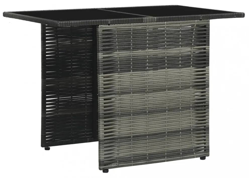 3-részes szürke polyrattan bisztrószett párnákkal