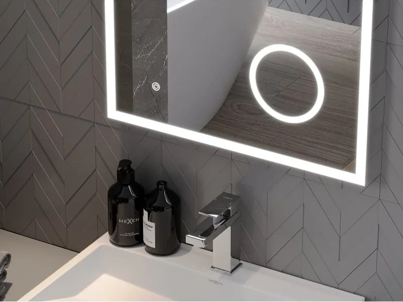 Mexen Kala világított fürdőszobai tükör kozmetikai tükörrel 60 x 80 cm, LED 6000K, páramentesítő