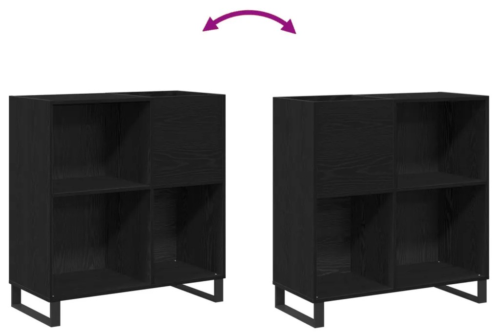 Rekordszekrény Fekete tölgy 84.5x38x90 cm Mérnöki faforgács