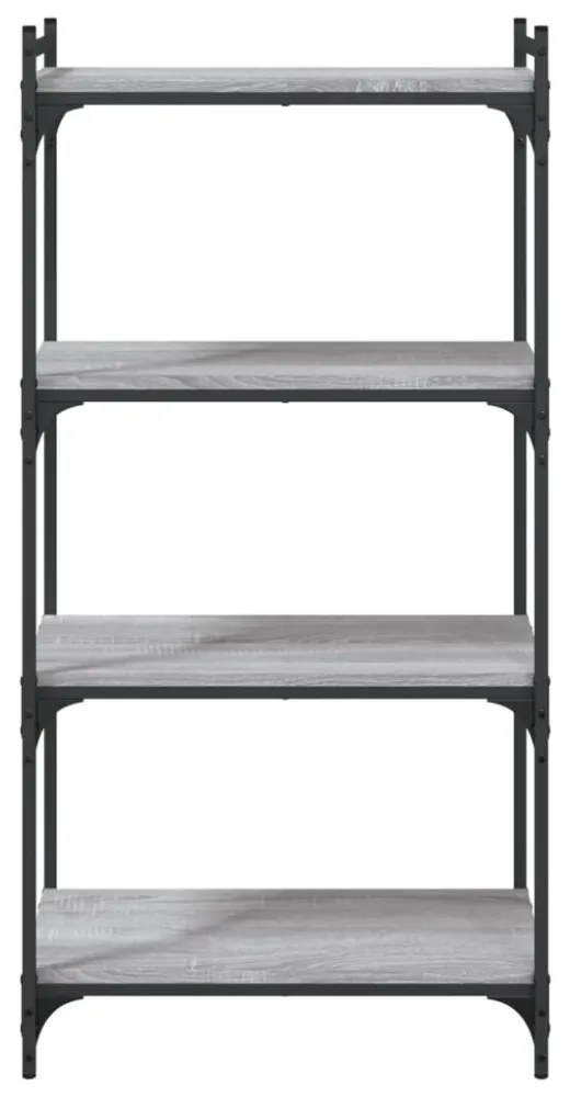 4 szintes szürke sonoma szerelt fa könyvespolc 60 x 30 x 120 cm