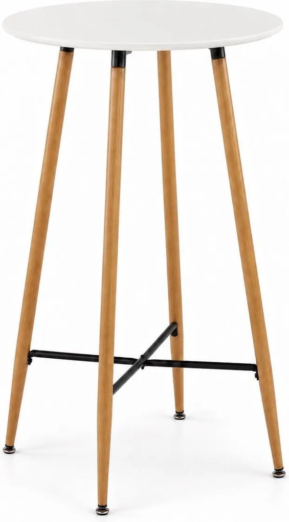 Bárasztal, kerek MDF asztallappal, Ø60 x 102 cm, fehér/tölgy
