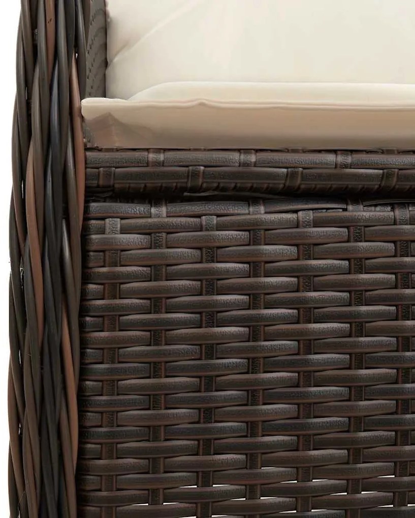 vidaXL 5 részes barna polyrattan kerti bisztrógarnitúra párnákkal