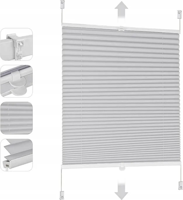 Pliszírozott Roló Világosszürke Non-invazív Méret 70 x 100 CM