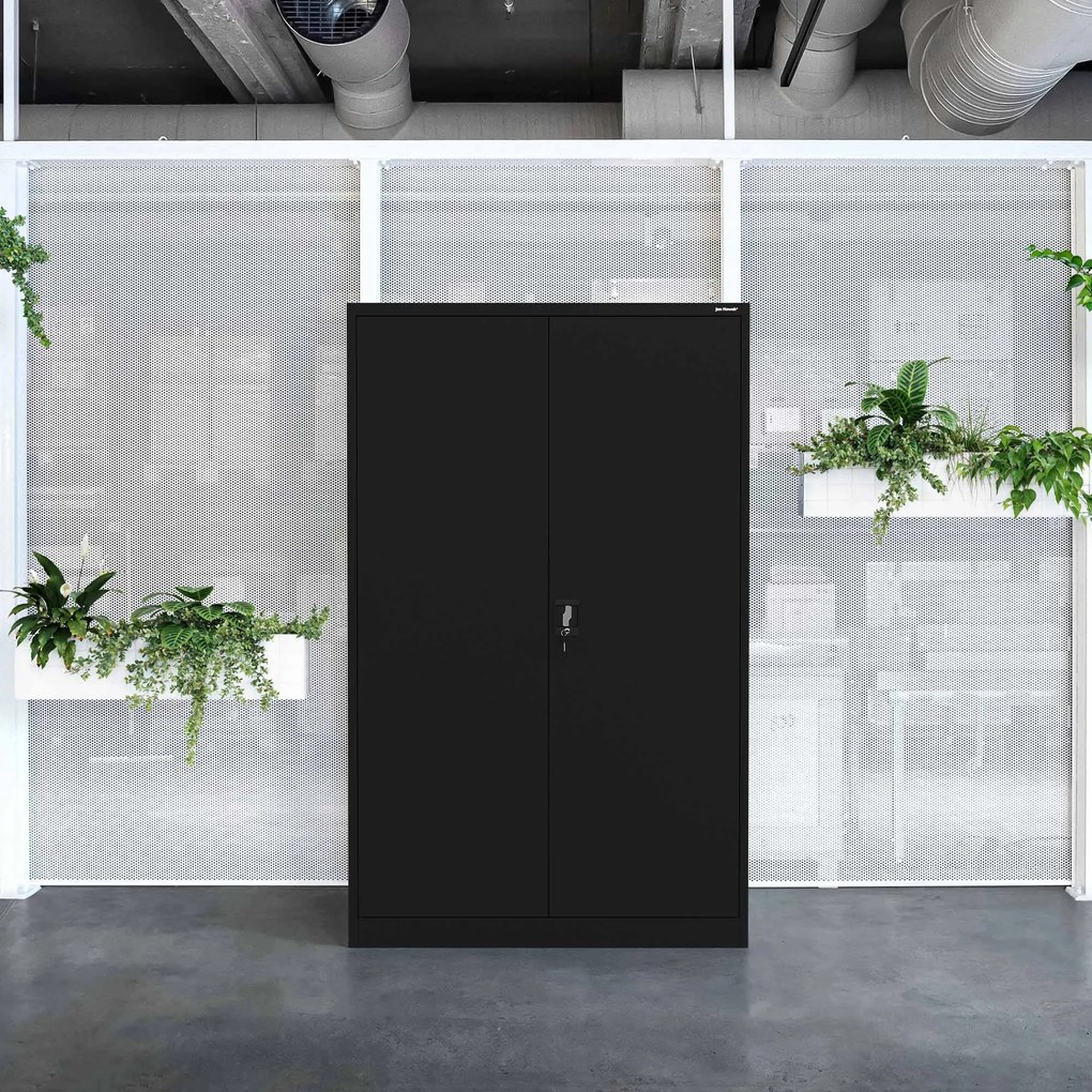 JAN II irodai, irattartó fémszekrény, 1150 x 1850 x 400 mm, fekete