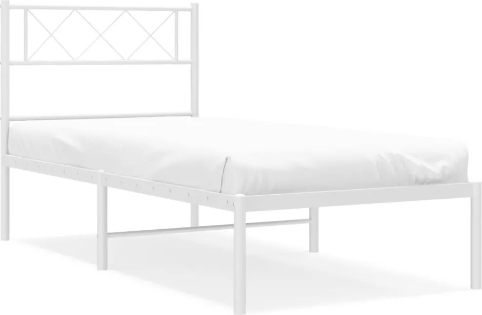 vidaXL fehér fém ágykeret fejtámlával 90x200 cm