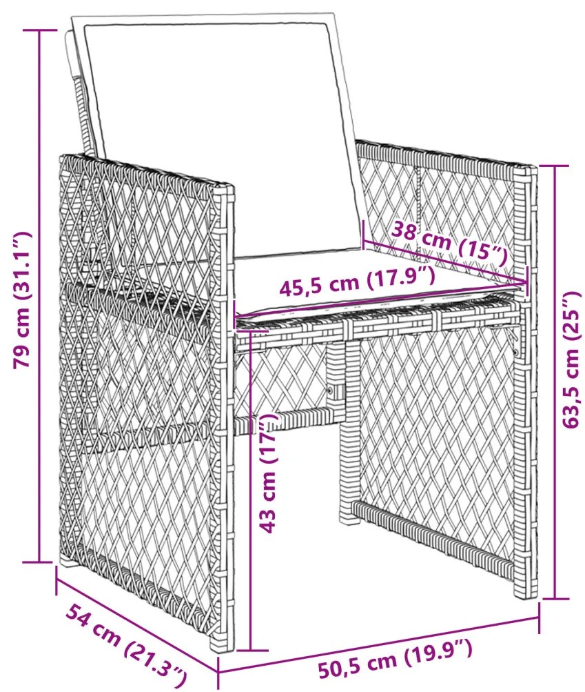 5 db-os kerti étkező garnitúra párnákkal Barna poly rattan