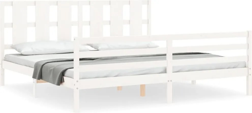 vidaXL tömör fa ágykeret fejtámlával 200 x 200 cm