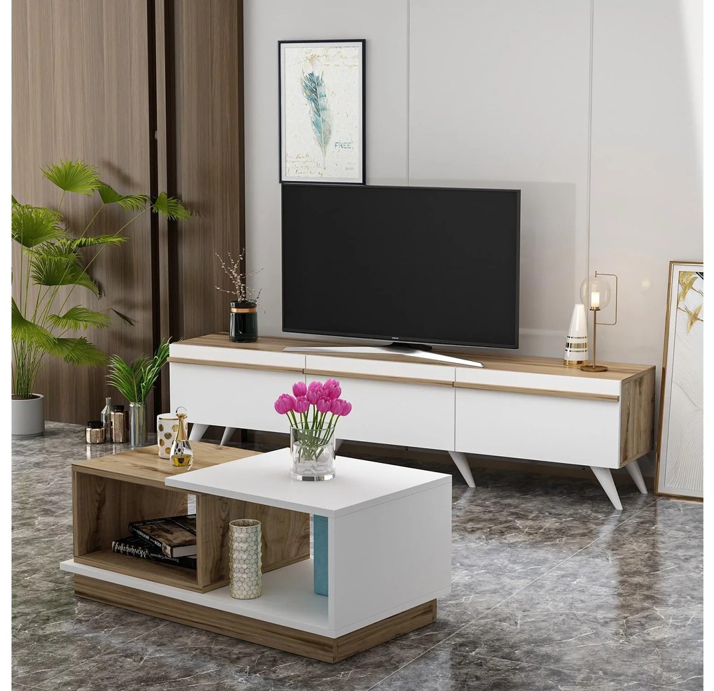 Nappali fal Vegas (fehér + zafír tölgy). Akció -20%. 1088750