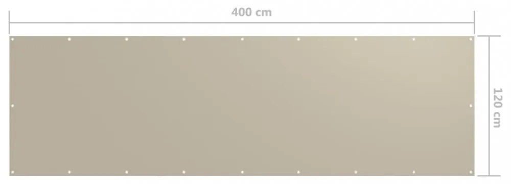 bézs oxford-szövet erkélyparaván 120 x 400 cm