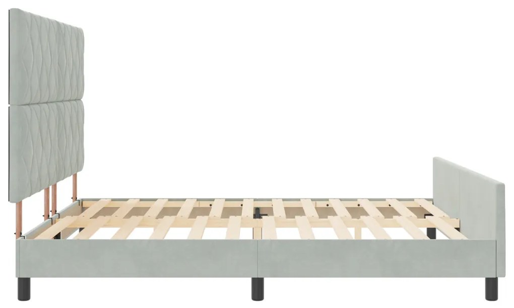 Ágykeret Világosszürkében - 180x200 cm Bársony